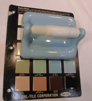 Sky Blue: Ceramic Toilet Paper Holder & White Roller:  Glossy NEW STOCK