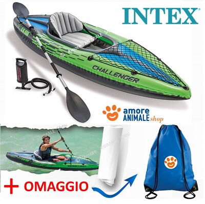 Intex Kajak Challenger K1 Set   274x76x33 CM + Ruder E Pumpe Aufblasbar / 68305