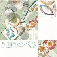 20 Servietten Kommunion Konfirmation Modern Blume Steine Fisch Tischdeko 33X33Cm