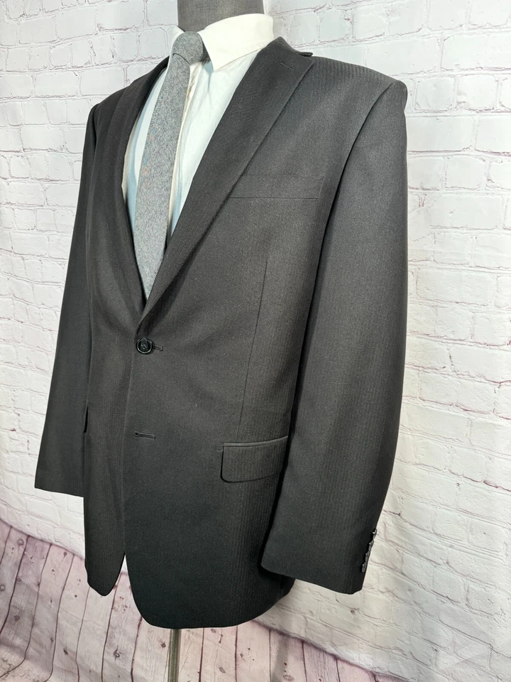 Traje CALVIN KLEIN Para Hombres Negro ATHLETIC FIT 2 Piezas Frente Plano 42L Chaqueta 36x31 Pantalón Foto 3 de 4