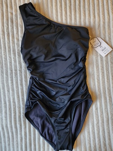 Swim Bathing Suit XS 0-2 Sexy Black One Piece Slimming One Shoulder Women Teens