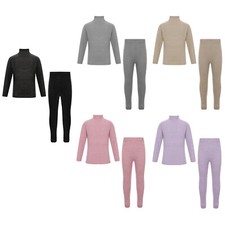 Girls Boys Loungewear Winter Thermal Underwear Kids Pajamas Set Solid Color