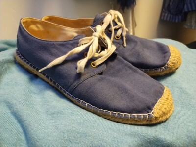 Joie navy blue canvas espadrille lace up flat shoes tennies. Size 8  EU 38.5