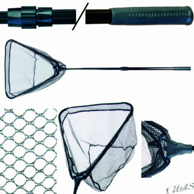DELTA FISHING Aluminium Unterfang Kescher 2teilig 1,55m 50x50cm Masche 5mm Sha
