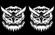 Horned Owl 2 White Graphic Vinyl Decal Car Truck Windows Laptop Notebook Tablet