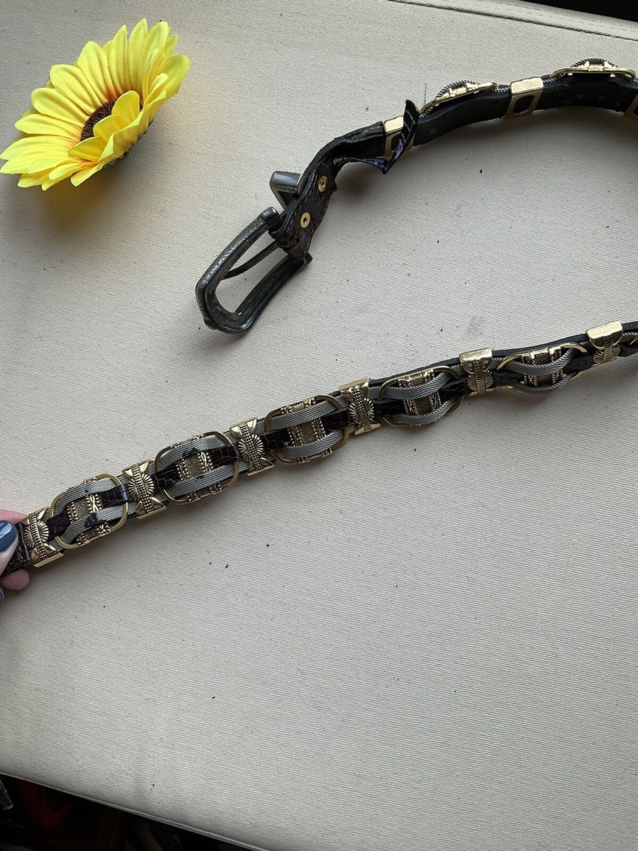 Vintage Nanni Made in Italy Silver Leather Metal Chain Woven  display picture 1