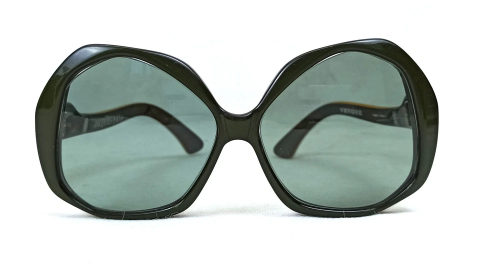 Vintage Jacques Fath VENDEE Sunglasses Unisex Owl-Eye 70s France 54-20 140 - Image 2 of 4