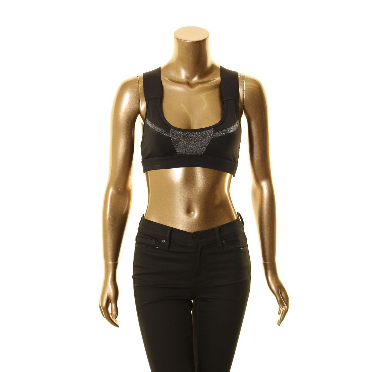 ELECTRIC YOGA Women's Metallic Trim Cross-back Sport Bra Tank