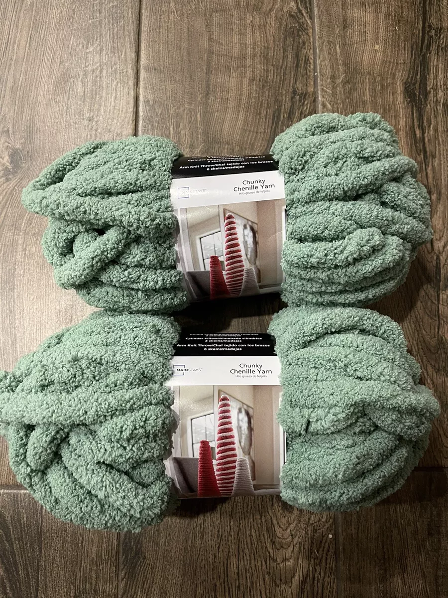 Mainstays Chenille Chunky Yarn Green Sage 8 OZ Polyester 2112003 GS RN 52469