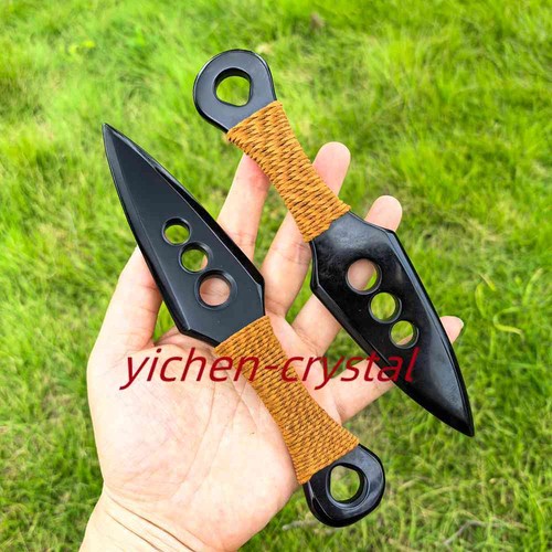 1pc Natural Obsidian Knife Quartz Crystal Carved Sword Polished Reiki Heal 7"+ - Picture 12 of 20