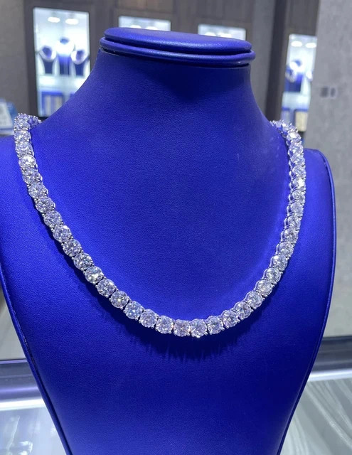 20Ct Pear & Round Cut Lab Diamond Tennis Necklace in 14k White Gold