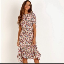 FAITHFULL THE BRAND Emilia Midi Dress in Lumina Size 2 XS Floral Cottagecore