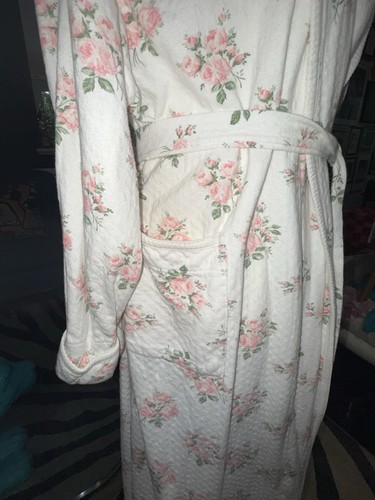 Vintage Christian Dior 100% Cotton Floral Robe w/Belt &Dior Monogram Size L - Picture 11 of 18