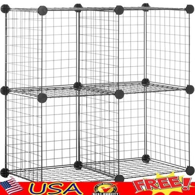 Modular Wire Cube Storage Organizer 4 Shelf Heavy Duty Easy Assembly Space Saver