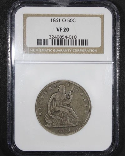 1861-O Seated Liberty Half Dollar - 50c NGC VF20 - Nice Original Look!