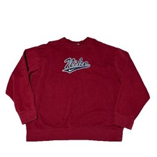VINTAGE Nike 90s Silver Tag Spellout Y2K Burgundy Sweatshirt SZ XL PULLOVER