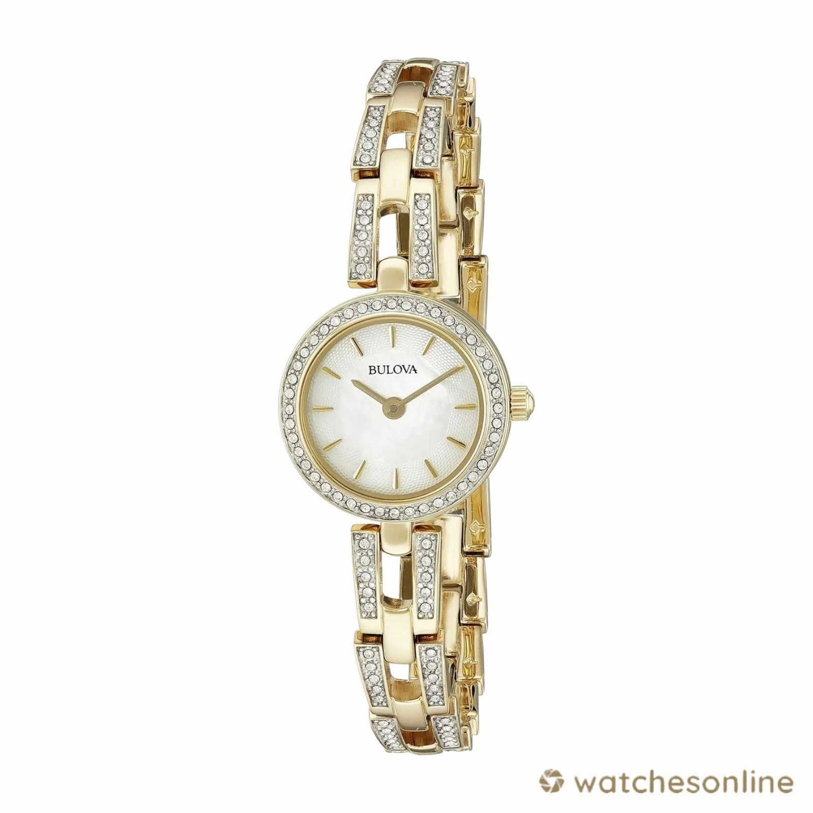 Bulova 98L297 White Dial Womens Watch with Stainless Steel Band