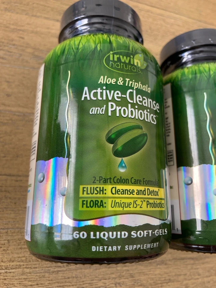 2 geles blandos Irwin Naturals Active Cleanse & Probióticos Aloe & Triphala Detox 60 Foto 2 de 4