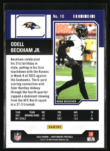 2023 Panini Contenders #10 Odell Beckham Jr. Season Ticket Retail - Picture 2 of 2