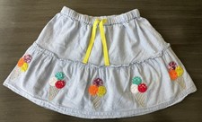 Mini Boden Girls 6-7Y 122cm Ice Cream Sequin Applique Twirl Skirt Blue