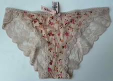 Victoria's Secret Dream Angels Cheekini Floral Satin Lace Panty Size Medium