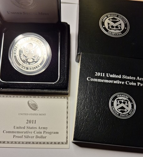 US Mint 2011 US Army Commemorative Siver Dollar AND Clad Half Dollar, Proof, OGP - Picture 2 of 4