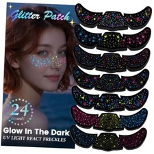 24pcs Glitter Freckles Face Tattoo Glow in The Dark Stars Under 24Pack-Black