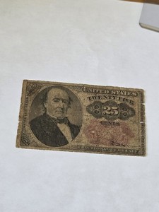 Fractional Currency 1874 25 Cents Note Paper Money United States Antique Vintage