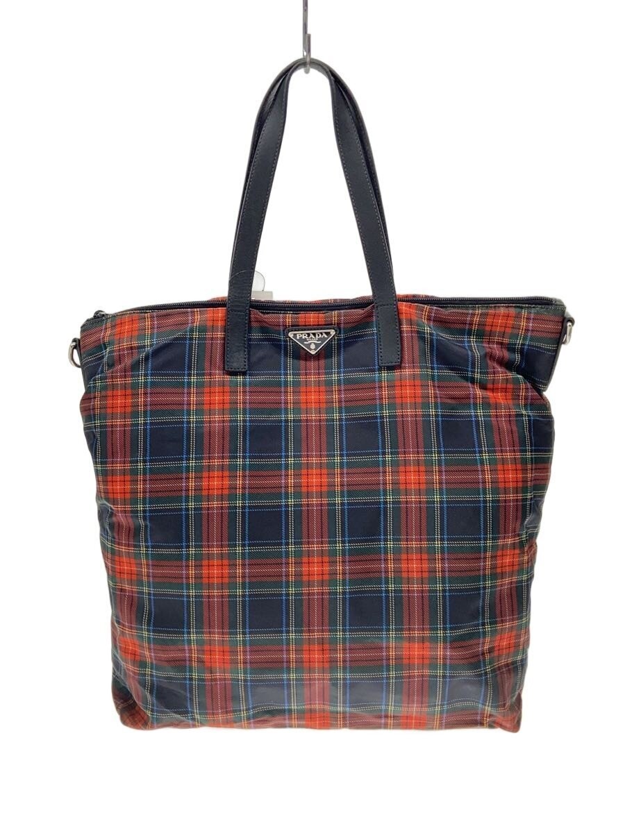 PRADA Tote Bag Nylon RED Check