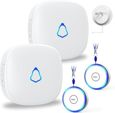 Fansitc Caregiver 2x Pager + 2x Wireless Call/Panic Button, M520X2+F21X2 - WHITE