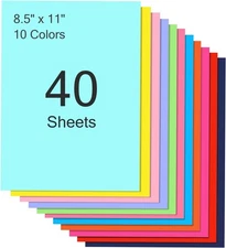 40 Sheets Colored Cardstock 10 Colors, 8.5x11 8.5 X 11 Inches, Multicolor 