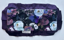 Minky Couture Mini Blanket Security Lovey ~ Floral w/ Purple Satin Trim ~ EUC