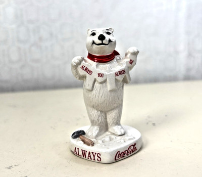Vtg Enesco Coca Cola Always You Always Me Polar Bear Christmas Ornament 1994