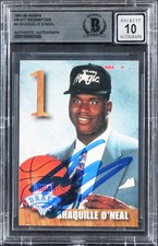 Shaquille O'Neal Signed 1992 Hoops Draft Redemption #A RC Card Auto 10! BAS Slab
