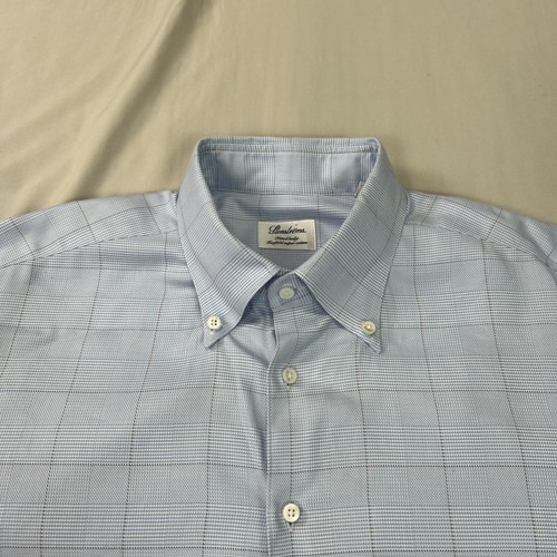 Stenstroms camicia elegante uomo 17 43 blu sottile pied de poule check manica lunga usata in ottime condizioni - Foto 2 di 19
