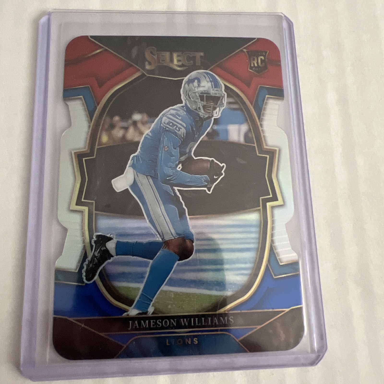 2022 Panini Select Concourse Jameson Williams #57 Red & Blue Prizm Die-Cut (RC)