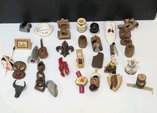Vintage Boy Scout Neckerchief Slide Lot 30 Handmade Wood Carved Folk Art BSA