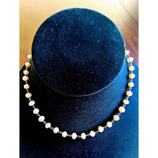 Elegant Freshwater Pearl Station Necklace Sterling Silver Toggle Clasp 16 Inch