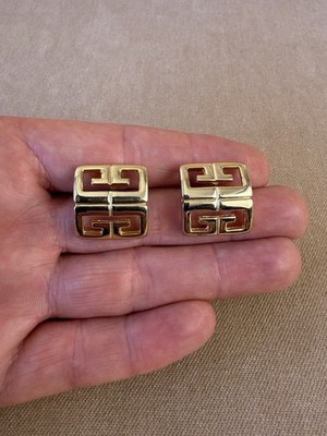 Vintage GIVENCHY 4G Logo Gold Tone Earrings