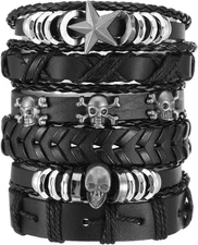3 PCS Punk Rock Studded Bracelets Set, Spiked Studded Bracelet Cuff 80s Emo Goth