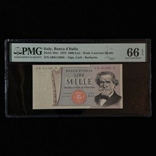 1973 Italy Banca d Italia 1000 Lire Pick#101c PMG 66 EPQ Gem UNC 02