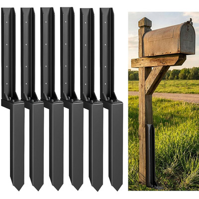 Fence Post Repair Kit, 6-Pack Heavy Duty Steel Fence Post Anchor Stakes for 4X4/