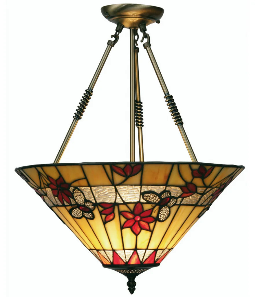 Ceiling Light Antique Butterfly Red Amber 420mm Uplighter Oaks Lighting OT