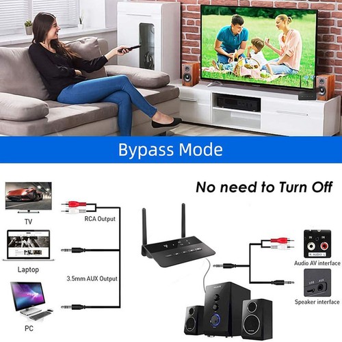 Bluetooth 5.0 RCA Transmitter Receiver Audio Adapter Converter 3.5mm AUX Jack F - 第 12/19 張圖片