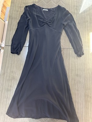 Marks And Spencer Black Beaded Occasion Dress 100% Silk Size 12