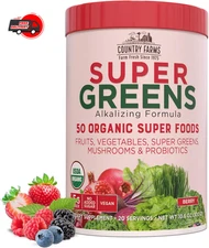 Country Farms Super Greens Organic Drink Mix 50 Superfoods 10.6 Ounce