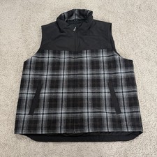 Pendleton Men's Plaid Wool-Blend Full Zip Vest Stand-Up Collar Pockets XL