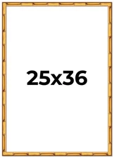 25x36 Frame Gold Bamboo Solid Wood Picture Frame | 1 Inch Moulding Width | Inter