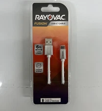 Rayovac Fusion 6 Foot USB C Cable Charging & Sync Silver 1 Pack