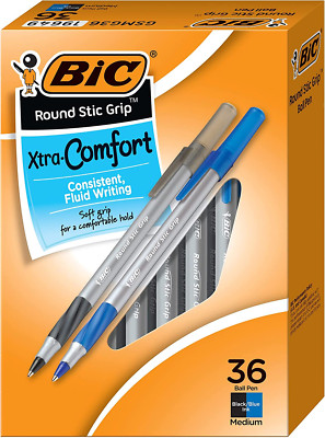round Stic Grip Xtra Comfort Ballpoint Pens, Medium Point (1.2Mm) Ink Pens, Blac